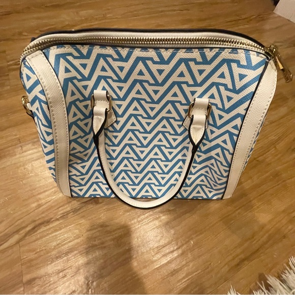 Aldo Blue And White A-patterned Tasseled Bag/Handbag Satchel - Picture 1 of 11